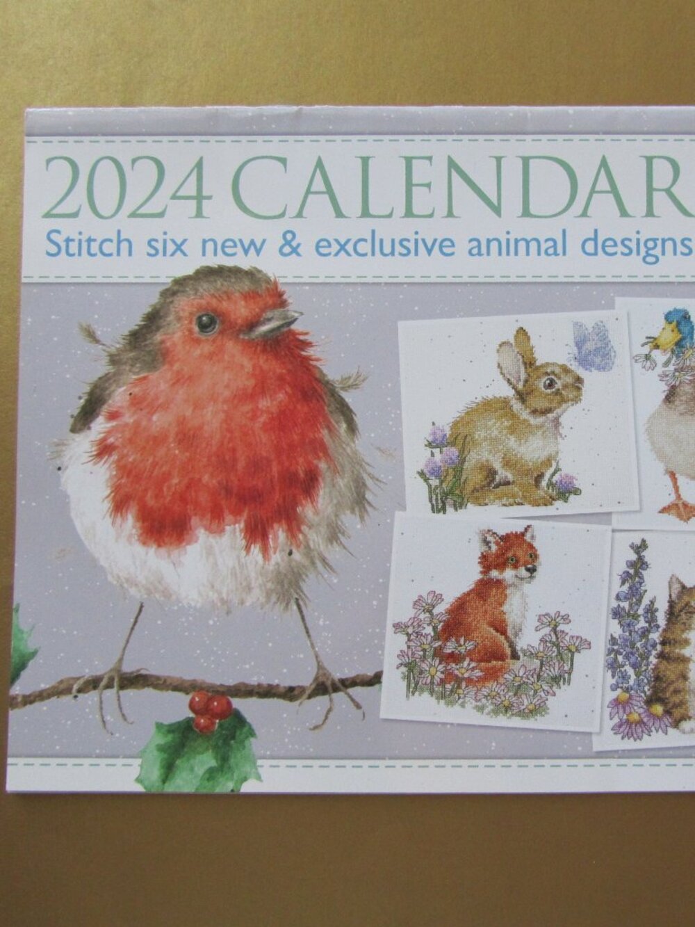2024 Wrendale Designs Calendar 6 Cross Stitch Patterns Artwork by Hannah Dale